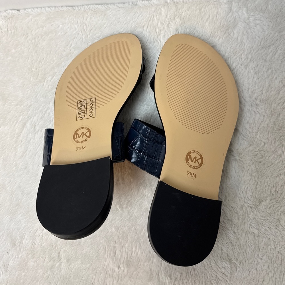 NWOT - Michael - Michael Kors PRATT Crocodile embossed leather Sandal.Navy. 7.5 - Picture 6 of 8